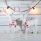 Ornativity Peppermint Glitter Christmas Reindeer – Holiday Party White Deer Figurine Statues with Red and White Antlers and Scarf Dinner Tabletop Decorations Centerpiece - Pack of 2